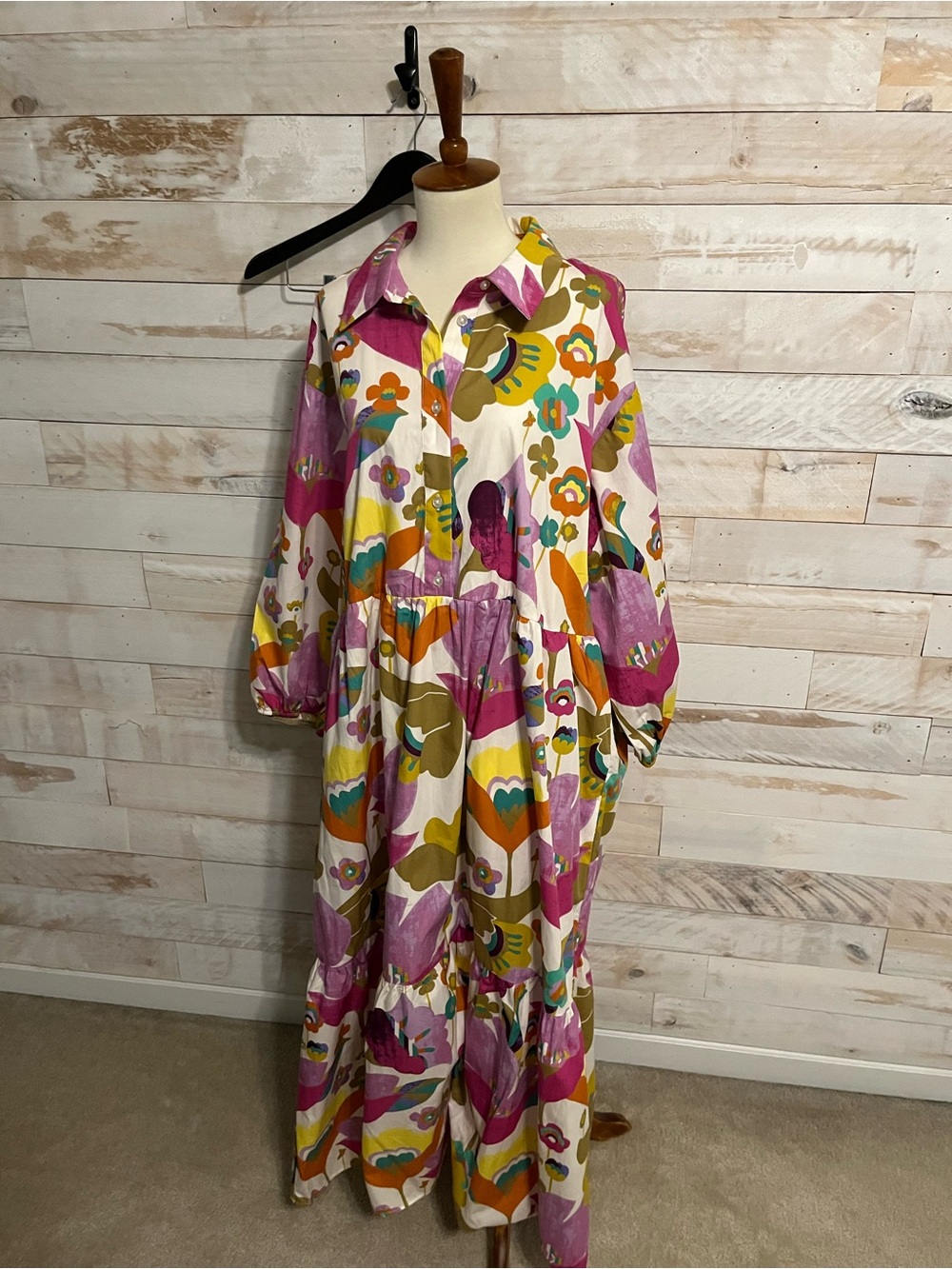 NWT Anthropologie size XL The Bettina tiered shirt dress in multi colors - Picture 5 of 11